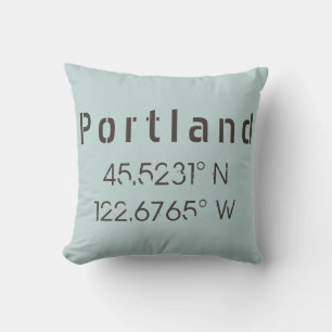Portland Longitud Latitude Dekorativ kudde