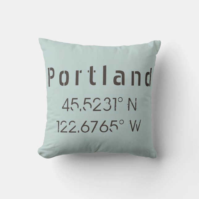 Portland Longitud Latitude Dekorativ kudde (Framsida)