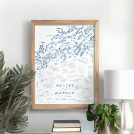 Portland Maine Bröllop Modern Guest Bok Poster