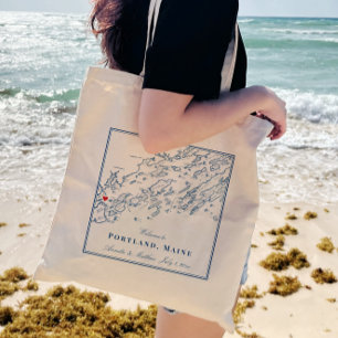 Portland Maine Casco Bay Bröllop VälkomstTote Bag Tygkasse