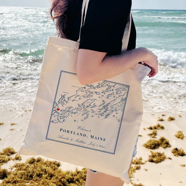 Portland Maine Casco Bay Bröllop VälkomstTote Bag Tygkasse (Skapare uppladdad)