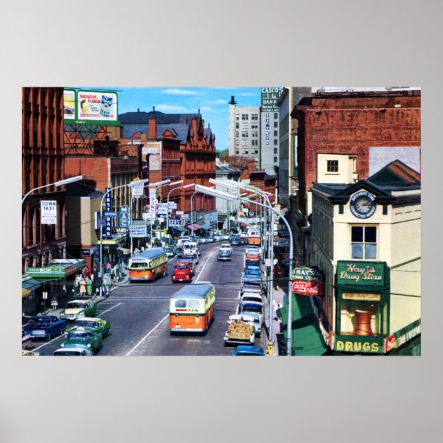 Portland, Maine Congress Street circa 1960 Poster (Framsidan)