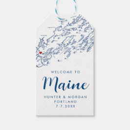 Portland Maine Elegant Modern Navy Wedding Favor Presentetikett