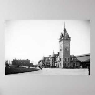 Portland Maine facklig station Circa affisch 1900