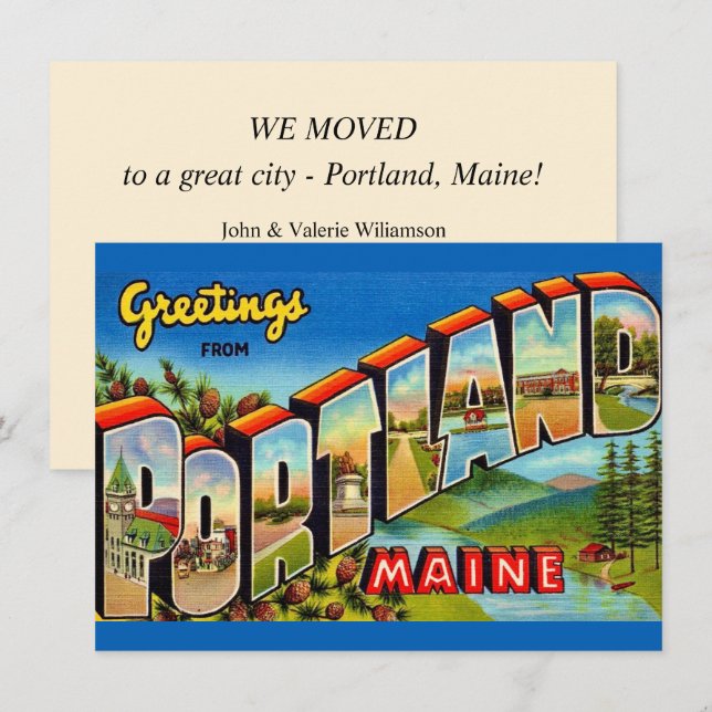 Portland Maine Flytt Tillkännagivande (Fram/baksida)