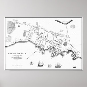 Portland Maine för den Mowat bränningen, 1775 Poster