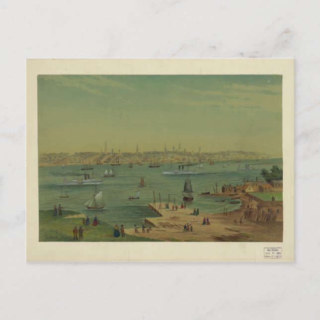 Portland Maine Harbour 1854 ingiven av W. S. Hatto Vykort (Framsida)