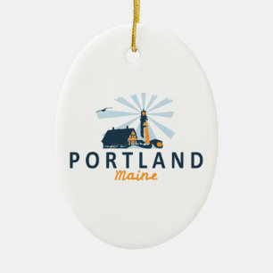 Portland Maine. Julgransprydnad Keramik
