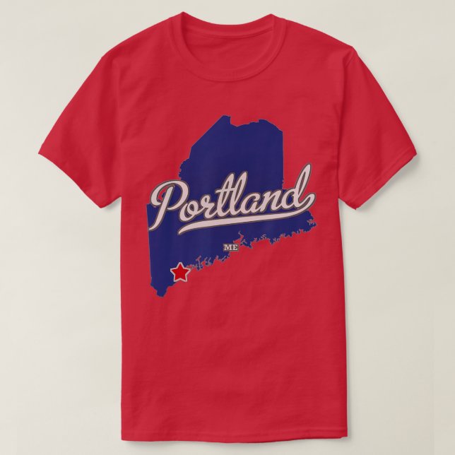 Portland Maine ME Karta T Shirt (Design framsida)