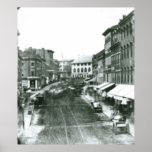 Portland Maine mellersta gata tittar väster, 1863 Poster