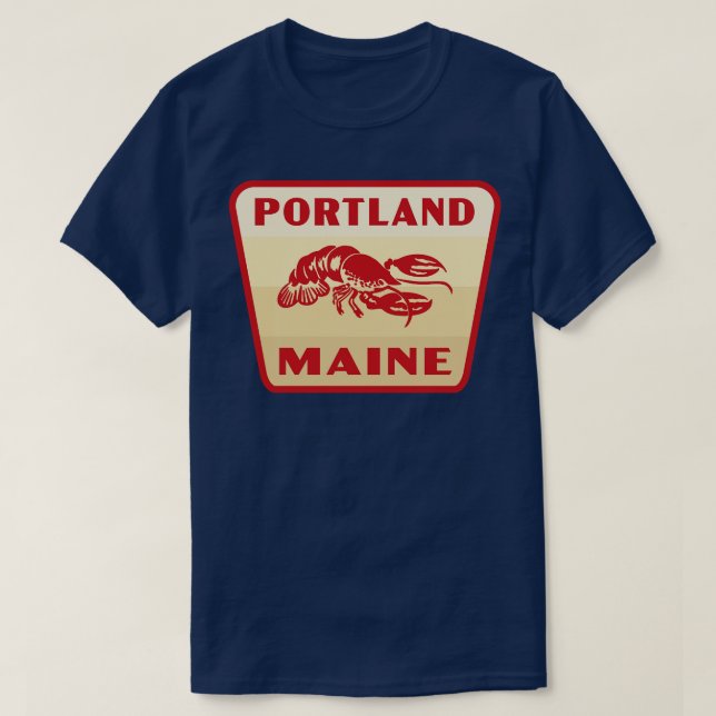 Portland Maine Retro Badge Tan T Shirt (Design framsida)