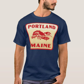 Portland Maine Retro Badge Tan T Shirt