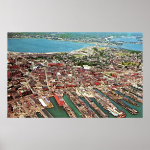 Portland, Maine Tidigt 1960-talet Aerial Poster