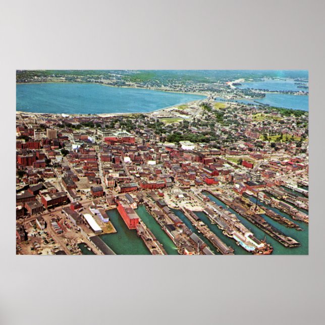 Portland, Maine Tidigt 1960-talet Aerial Poster (Framsidan)