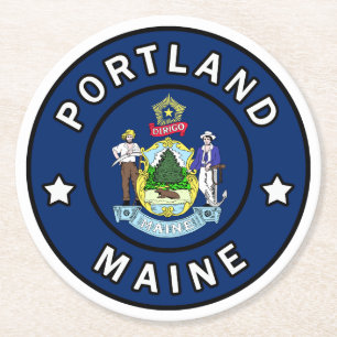 Portland Maine Underlägg Papper Rund