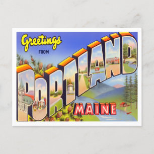 Portland, Maine Vintage Big Brev vycard Vykort