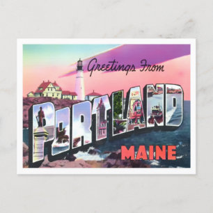 Portland, Maine Vintage Big Brev vycard Vykort