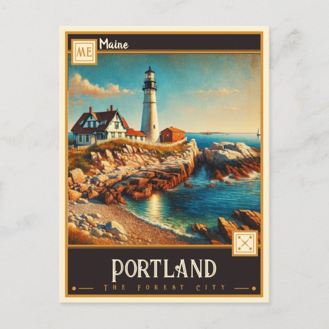 Portland, Maine | VINTAGE Vykort (Framsida)