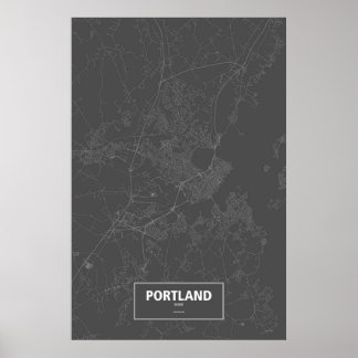 Portland, Maine (vit på svart) Poster