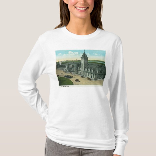Portland MaineExterior beskådar av facklig station T-shirt (Framsida)