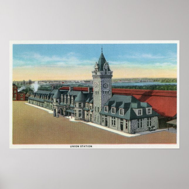 Portland, MaineExterior View of Union Station Poster (Framsidan)