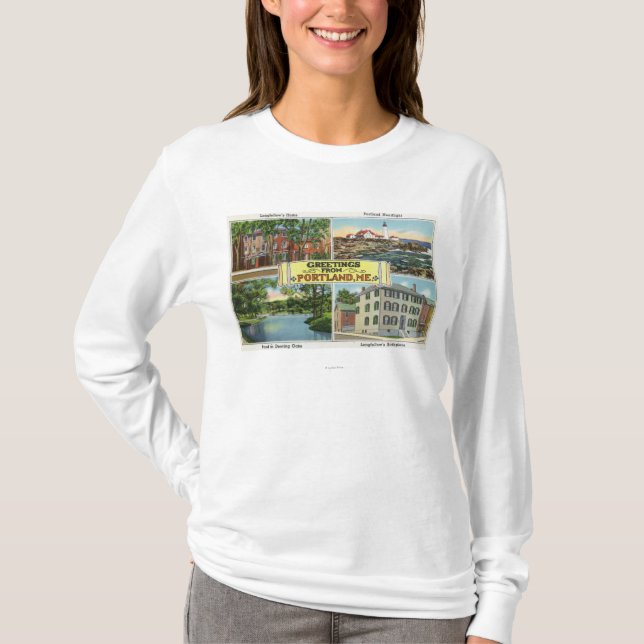 Portland MaineGreetings från med sceniskt Tee (Framsida)