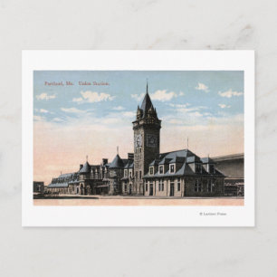 Portland, MaineUnion Station Railroad View Vykort