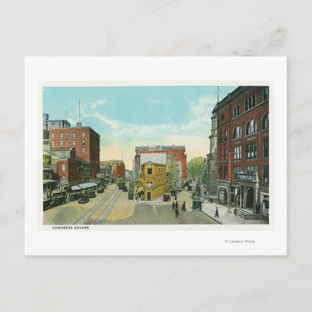 Portland, MaineVacker vy av Congress Square Vykort (Framsida)