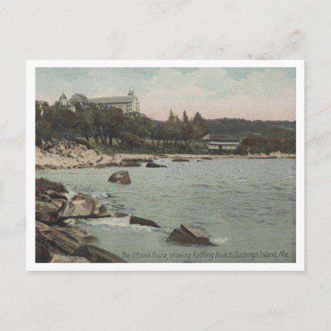 Portland ME, Cushings Island, Ottawa House 1908 Vykort (Framsida)