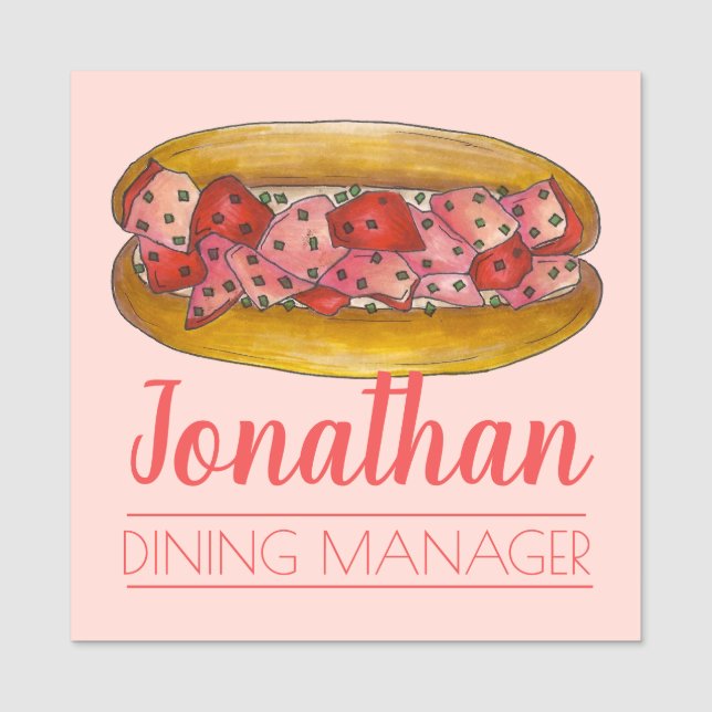 Portland ME Maine Lobster Roll Seafood Sandwich Namnbricka (Framsida)