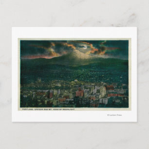 Portland och Mt. Huva av Moonlight Vykort