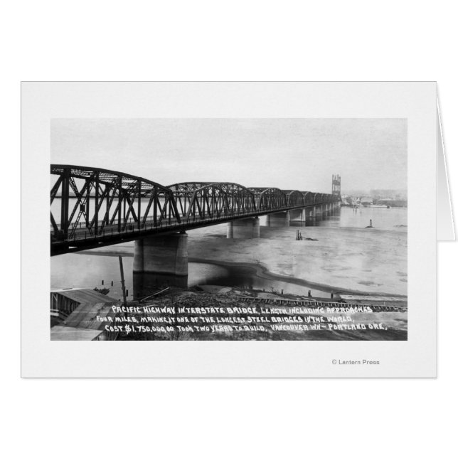 Portland, OR Pacific Highway Interstate Bridge Hälsningskort (Framsidan Horizontal)