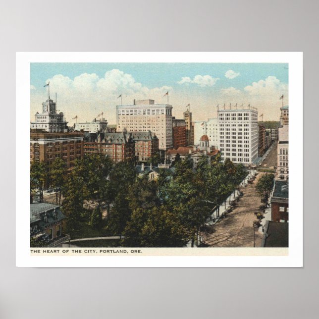 Portland OR, Panorama, centrala Stil i 1920-talet  Poster (Framsidan)