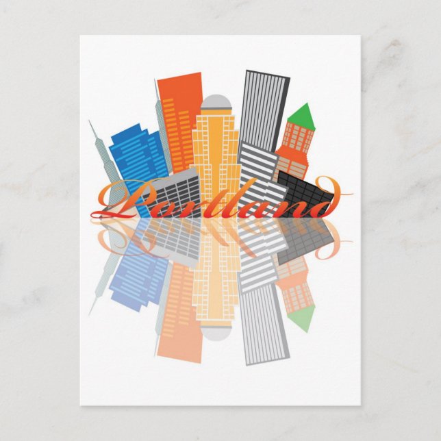 Portland Oregon Abstrakt Downtown Skyline Vykort (Framsida)