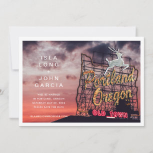 Portland Oregon Bröllop spara datum Inbjudningar