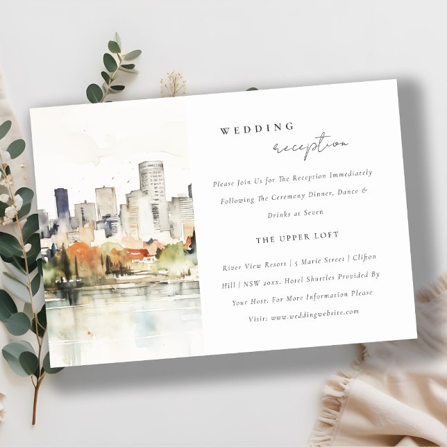 Portland Oregon City Scape Wedding Reception Tilläggskort (Skapare uppladdad)