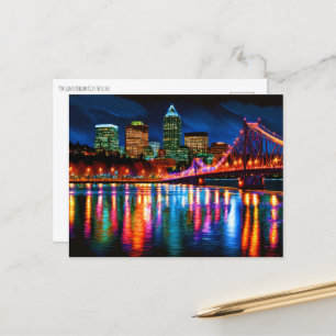 Portland Oregon City Skyline Painting Vykort