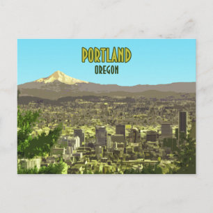 Portland Oregon Downtown Mt. Huva Vintage Vykort