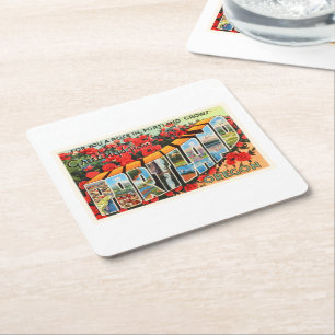 Portland Oregon ELLER gammal vintage resorsouvenir Underlägg Papper Kvadrat