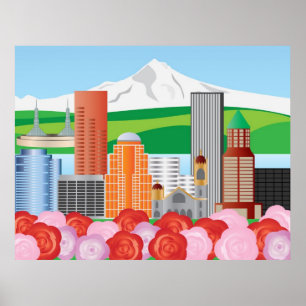 Portland Oregon horisontillustration Poster