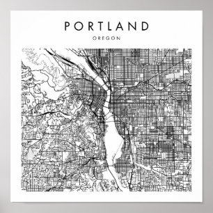 Portland Oregon - minimalt Modern Street Karta Poster