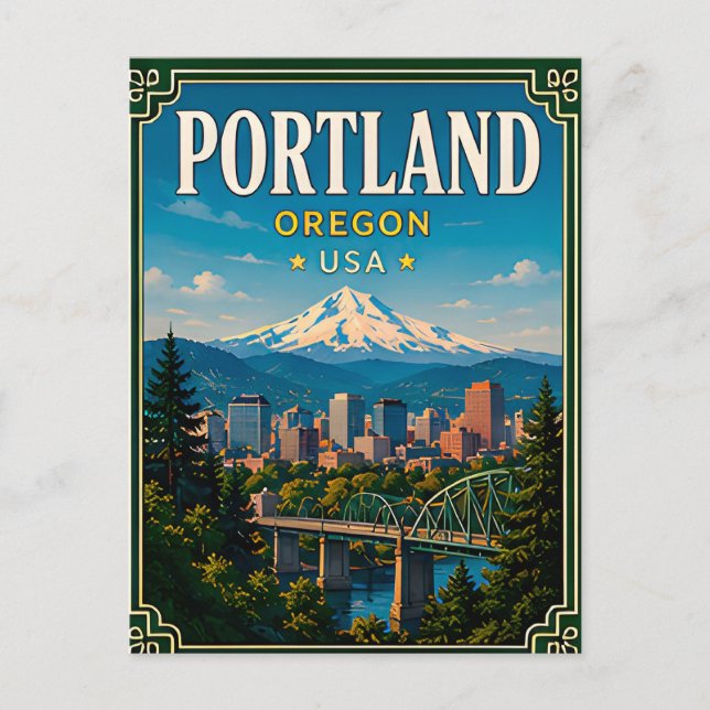 🌲 Portland Oregon Minne Från Mountain View 🌲 Vykort (Framsida)