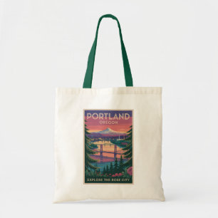 Portland Oregon Mount Hood Resa Konst Vintage Tygkasse