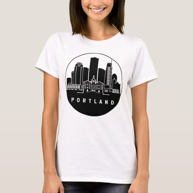 Portland Oregon Multnomah Skyline T-Shirt (Framsida)