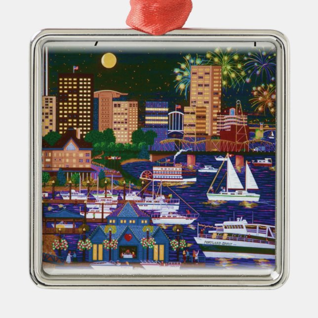 Portland Oregon @ Natt Julgransprydnad Metall (Framsidan)