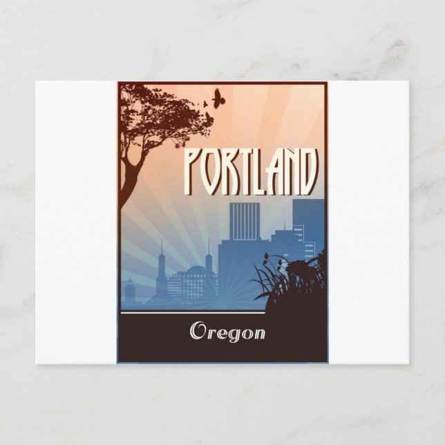 Portland, Oregon retro art Vykort (Framsida)