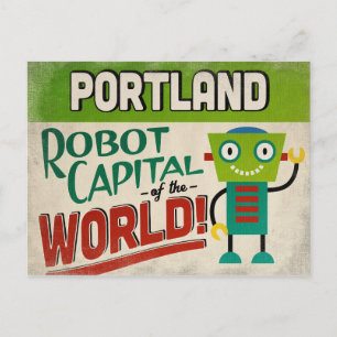 Portland Oregon Robot - Funny Vintage Vykort