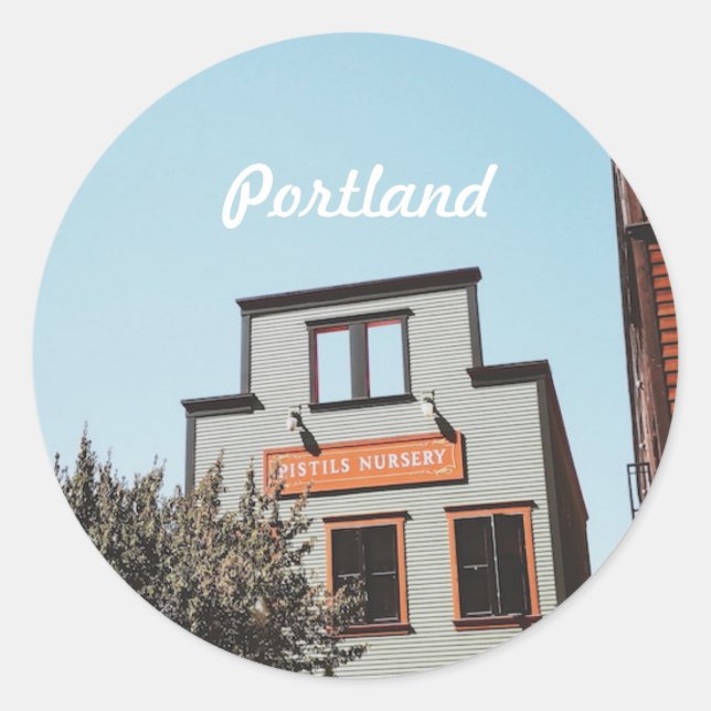 Portland Oregon Runt Klistermärke (Framsida)