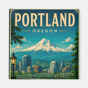 Portland Oregon Silhuett Semesterpresent Souvenir Magnet