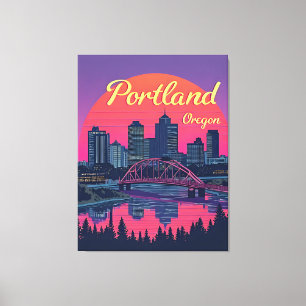Portland Oregon Siluett Canvastryck